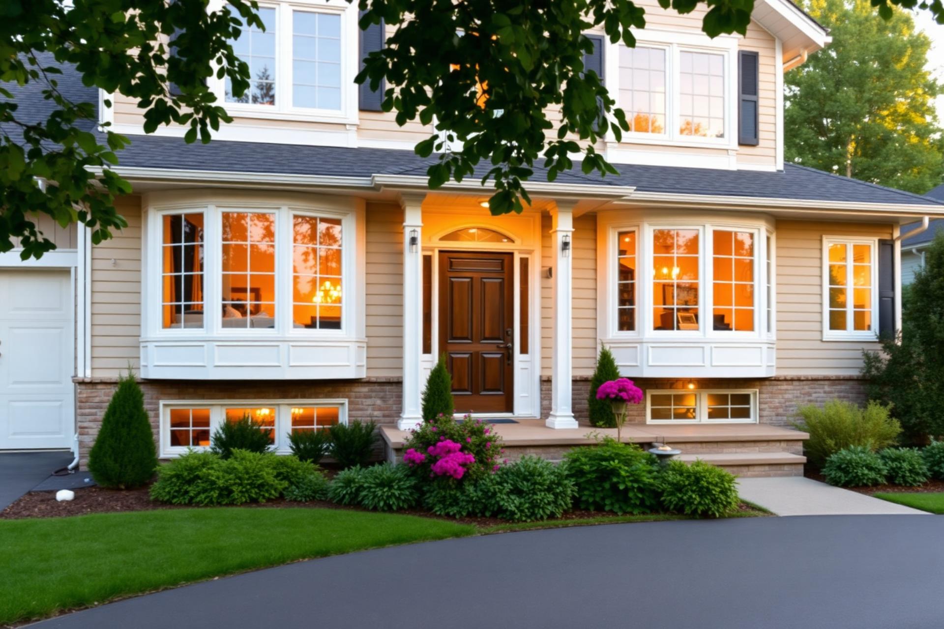 Home exterior with new windows, front door, and siding
