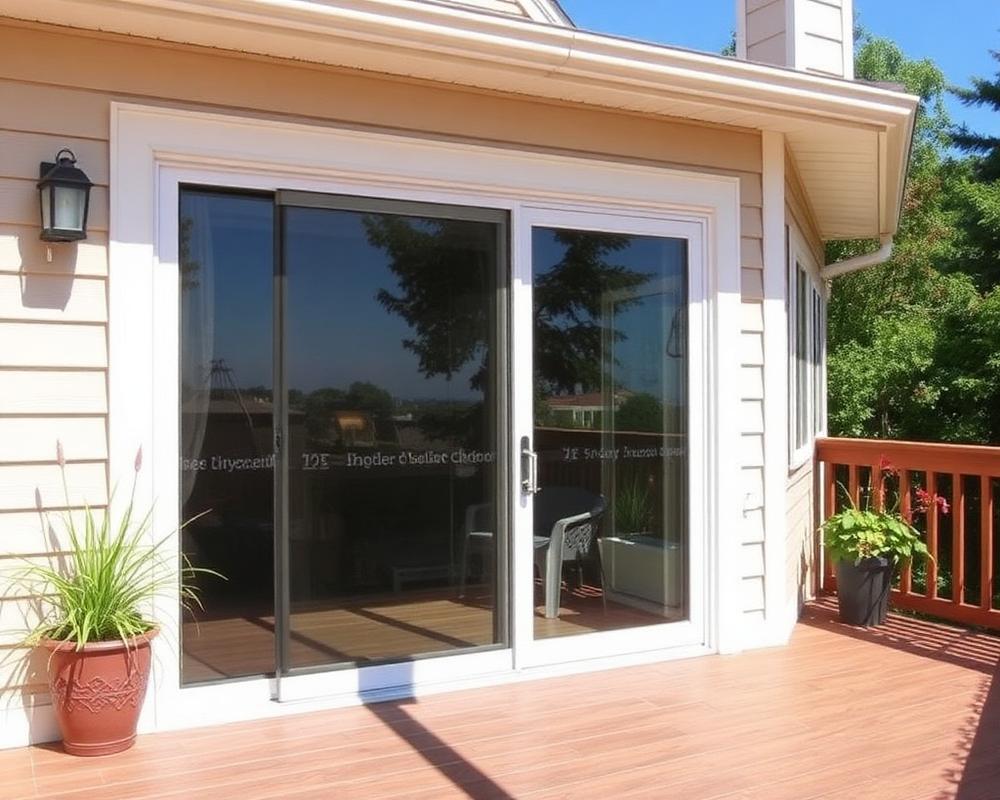 Sliding glass patio door with deck access
