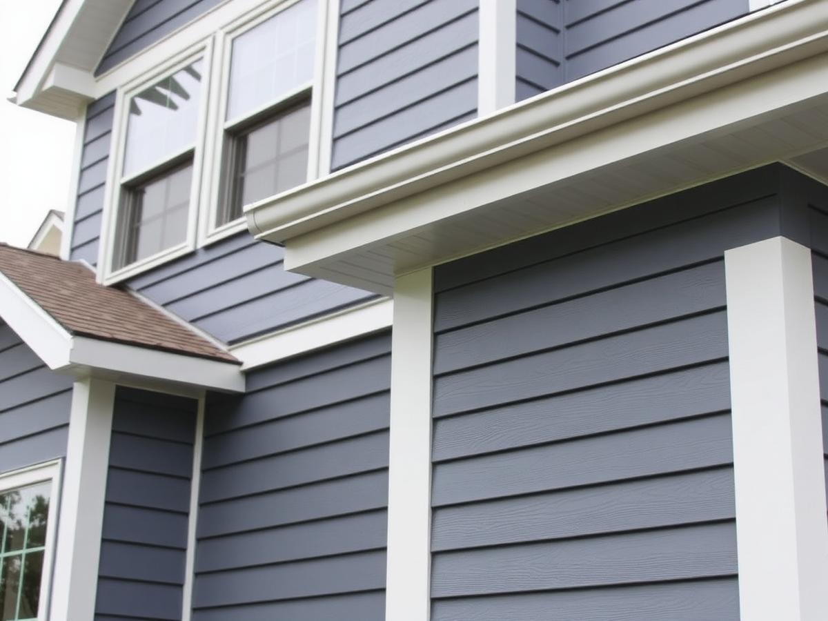 Fresh fiber cement lap siding on a two-story home